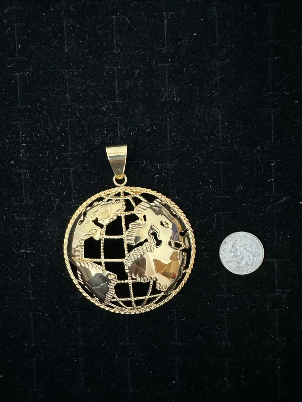 New Gold stainless steel Globe Pendant charm - 58.2 grams